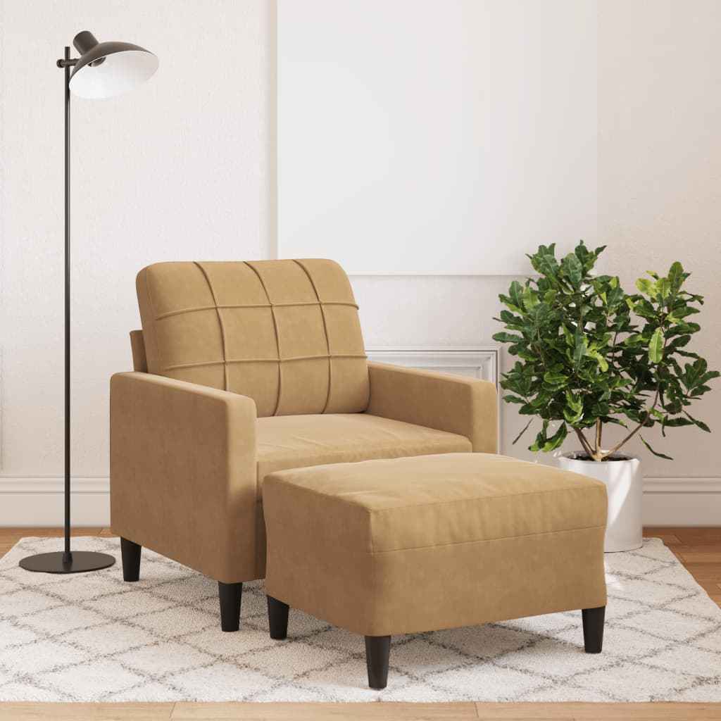 Fauteuil Avec Repose-Pied 60 Cm Velours