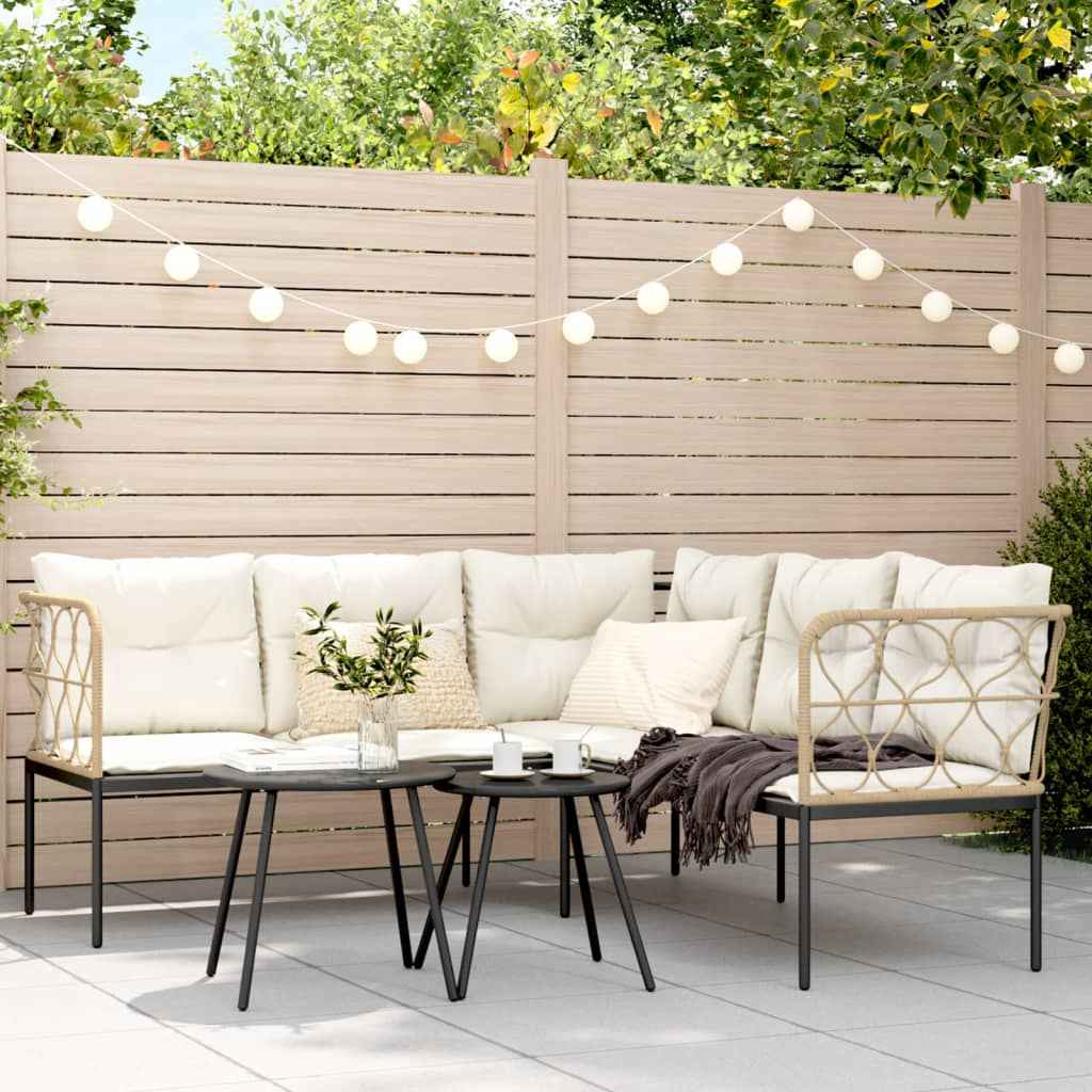 Canapé De Jardin Avec Coussins Forme De L Noir Acier Textilène