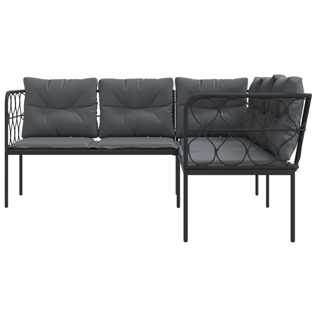 Canapé De Jardin Avec Coussins Forme De L Noir Acier Textilène