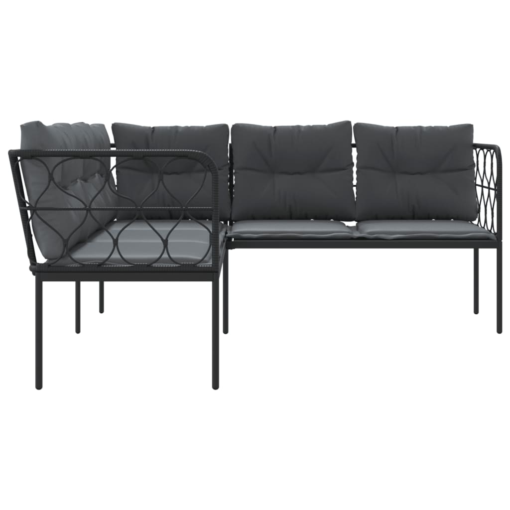 Canapé De Jardin Avec Coussins Forme De L Noir Acier Textilène