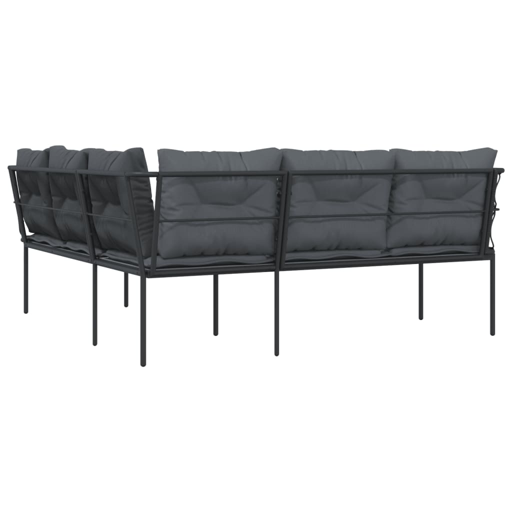 Canapé De Jardin Avec Coussins Forme De L Noir Acier Textilène