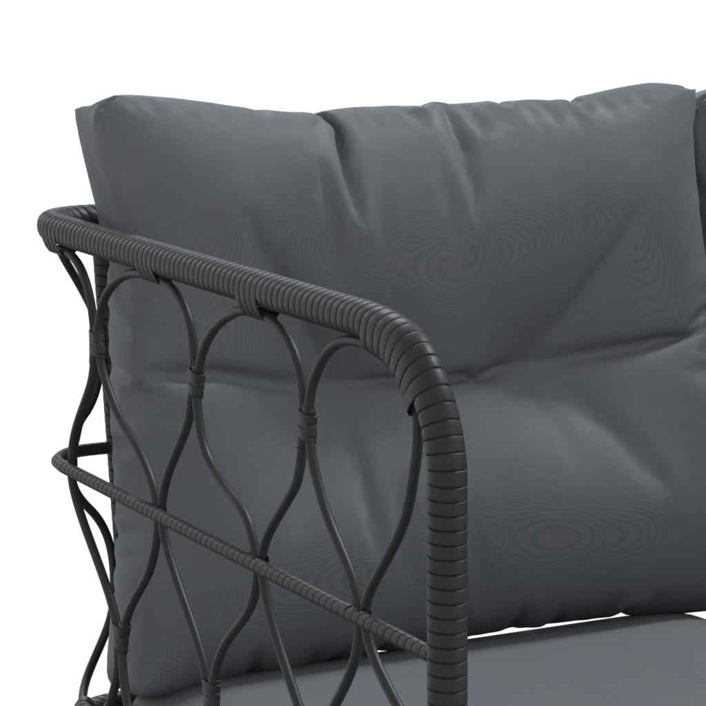 Canapé De Jardin Avec Coussins Forme De L Noir Acier Textilène