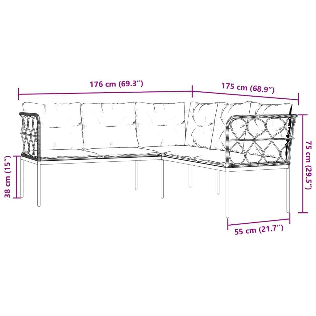 Canapé De Jardin Avec Coussins Forme De L Noir Acier Textilène