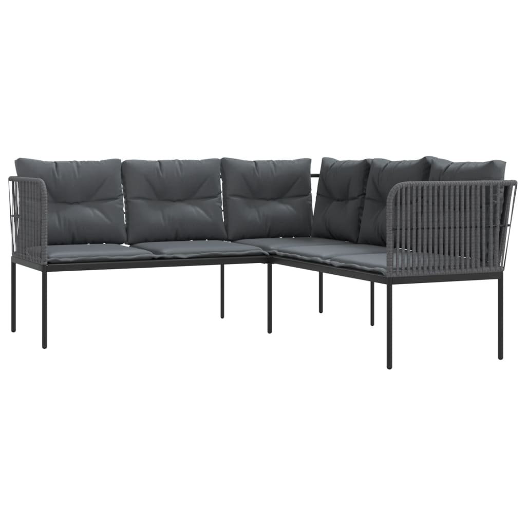 Canapé De Jardin Avec Coussins Forme De L Noir Acier Textilène