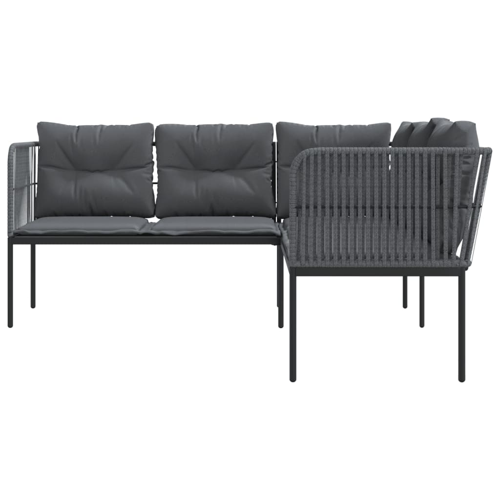 Canapé De Jardin Avec Coussins Forme De L Noir Acier Textilène