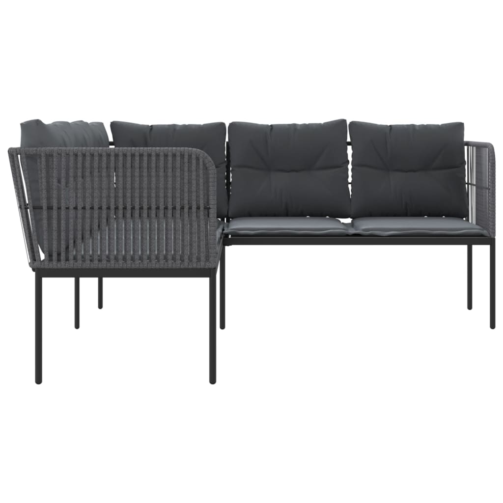 Canapé De Jardin Avec Coussins Forme De L Noir Acier Textilène