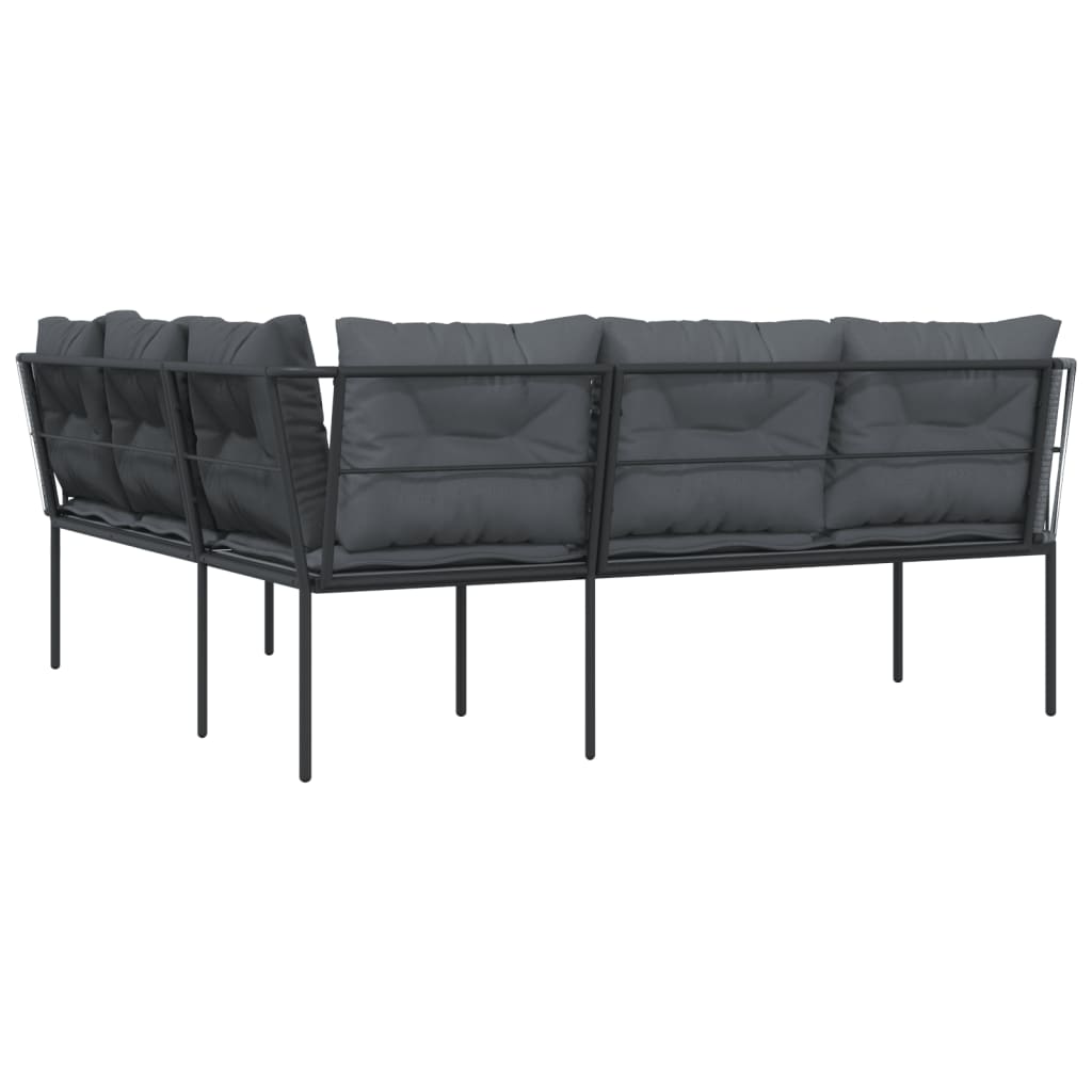 Canapé De Jardin Avec Coussins Forme De L Noir Acier Textilène