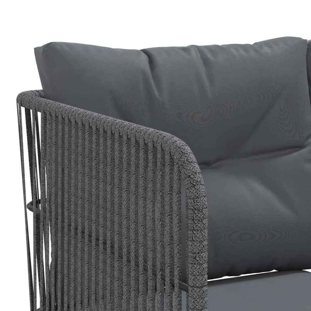 Canapé De Jardin Avec Coussins Forme De L Noir Acier Textilène