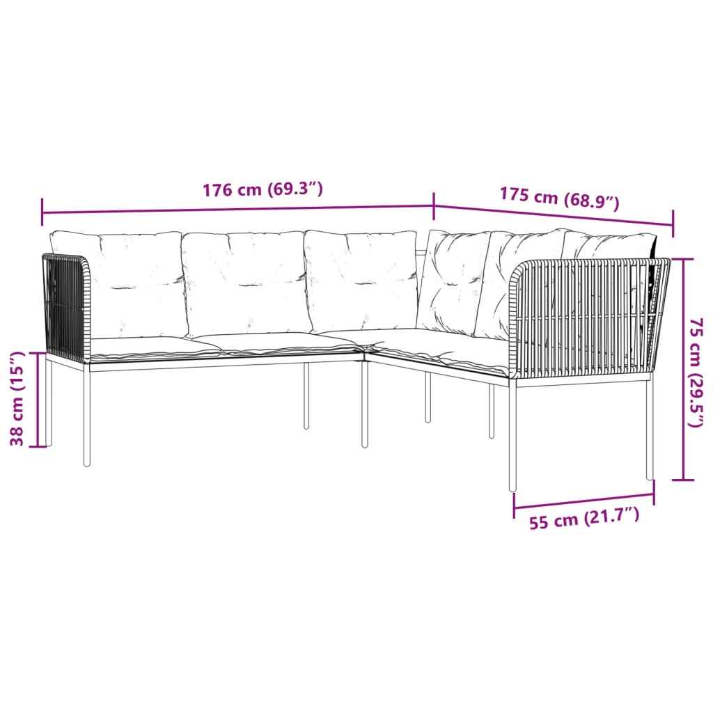 Canapé De Jardin Avec Coussins Forme De L Noir Acier Textilène