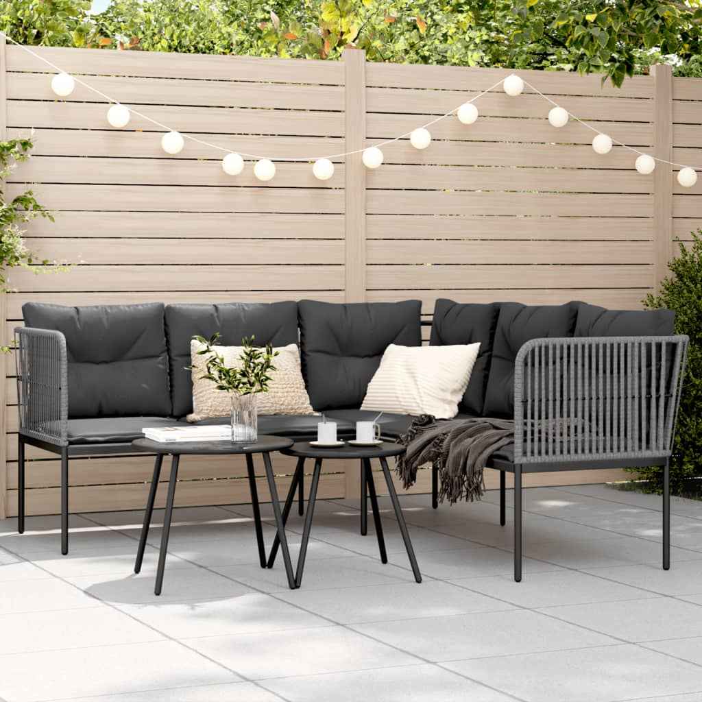 Canapé De Jardin Avec Coussins Forme De L Noir Acier Textilène