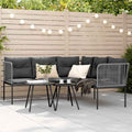 Canapé De Jardin Avec Coussins Forme De L Noir Acier Textilène