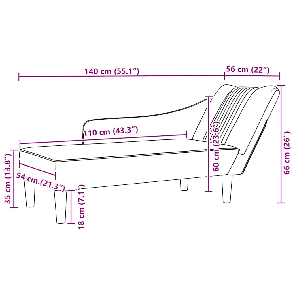 Fauteuil Long Avec Accoudoir Droit Velours