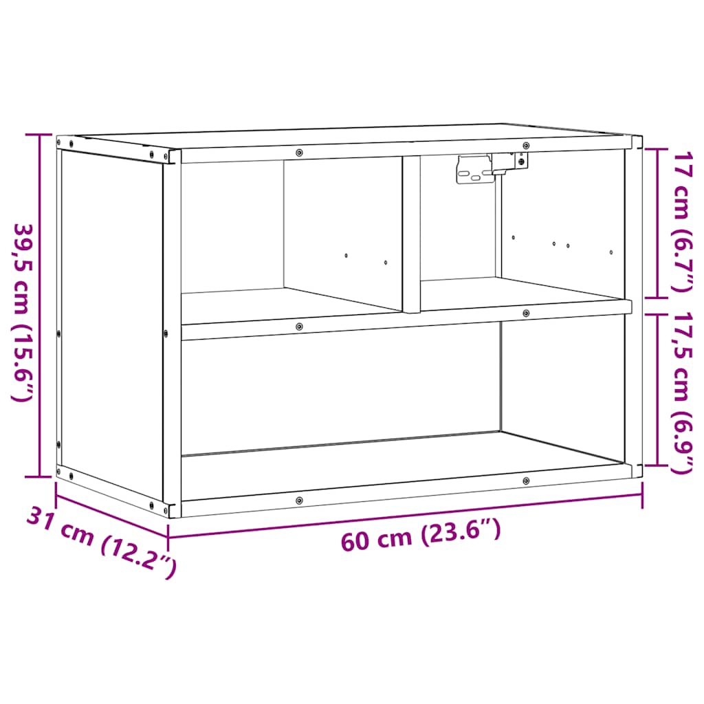 Meuble Tv 60X31X39,5 Cm Bois D'ingénierie Et Métal