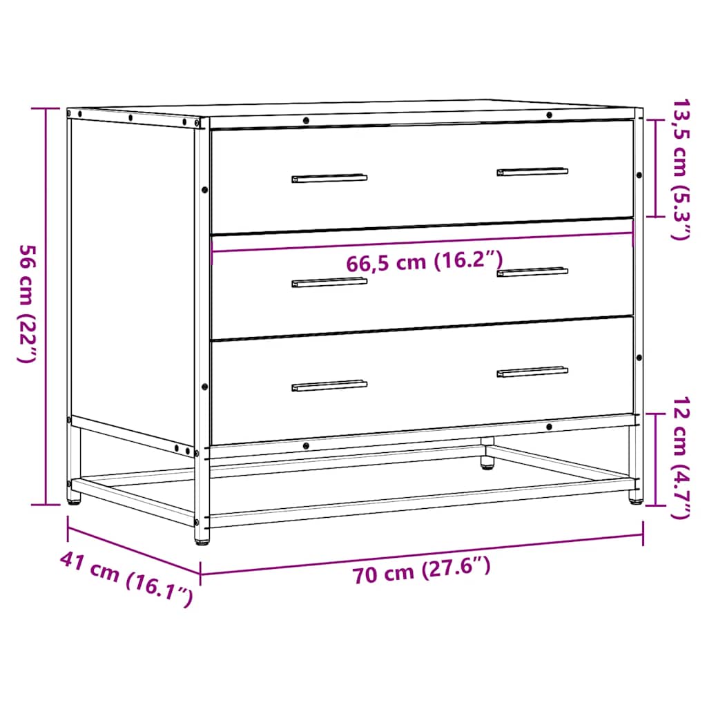 Commode 70X41X56 Cm Bois D'ingénierie