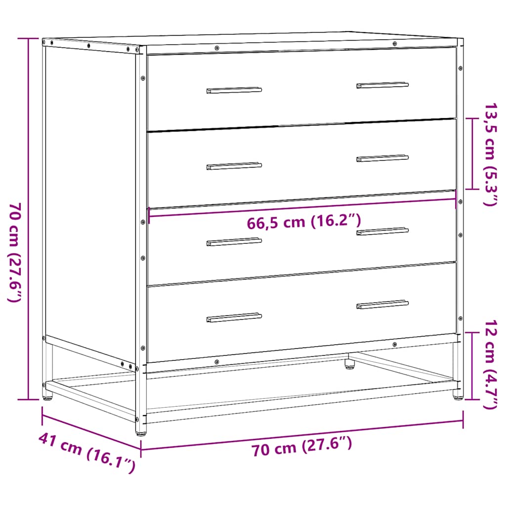 Commode 70X41X70 Cm Bois D'ingénierie