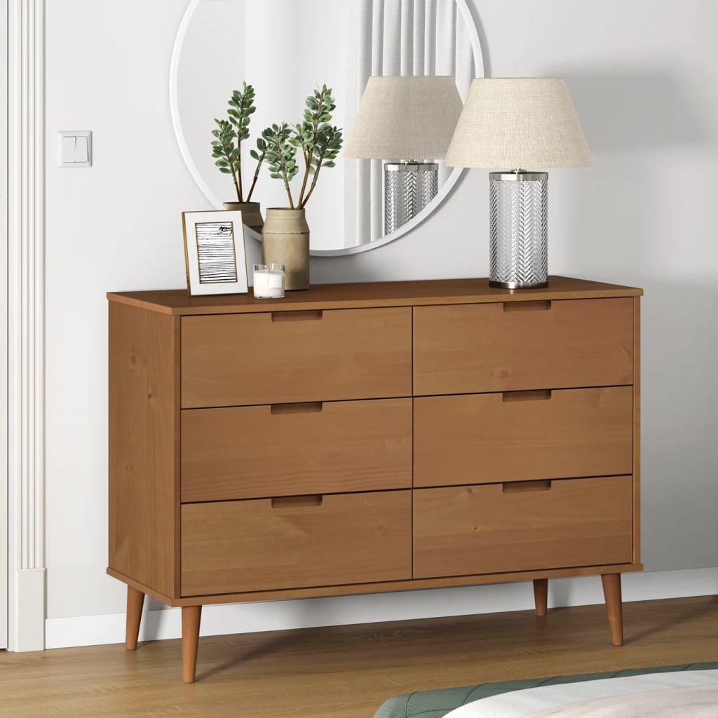 Commode Molde Marron 113X40X80 Cm Bois De Pin Massif