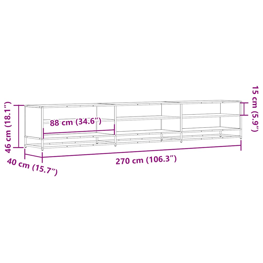 Meuble Tv 270X40X46 Cm Bois D'ingénierie Chêne Sonoma