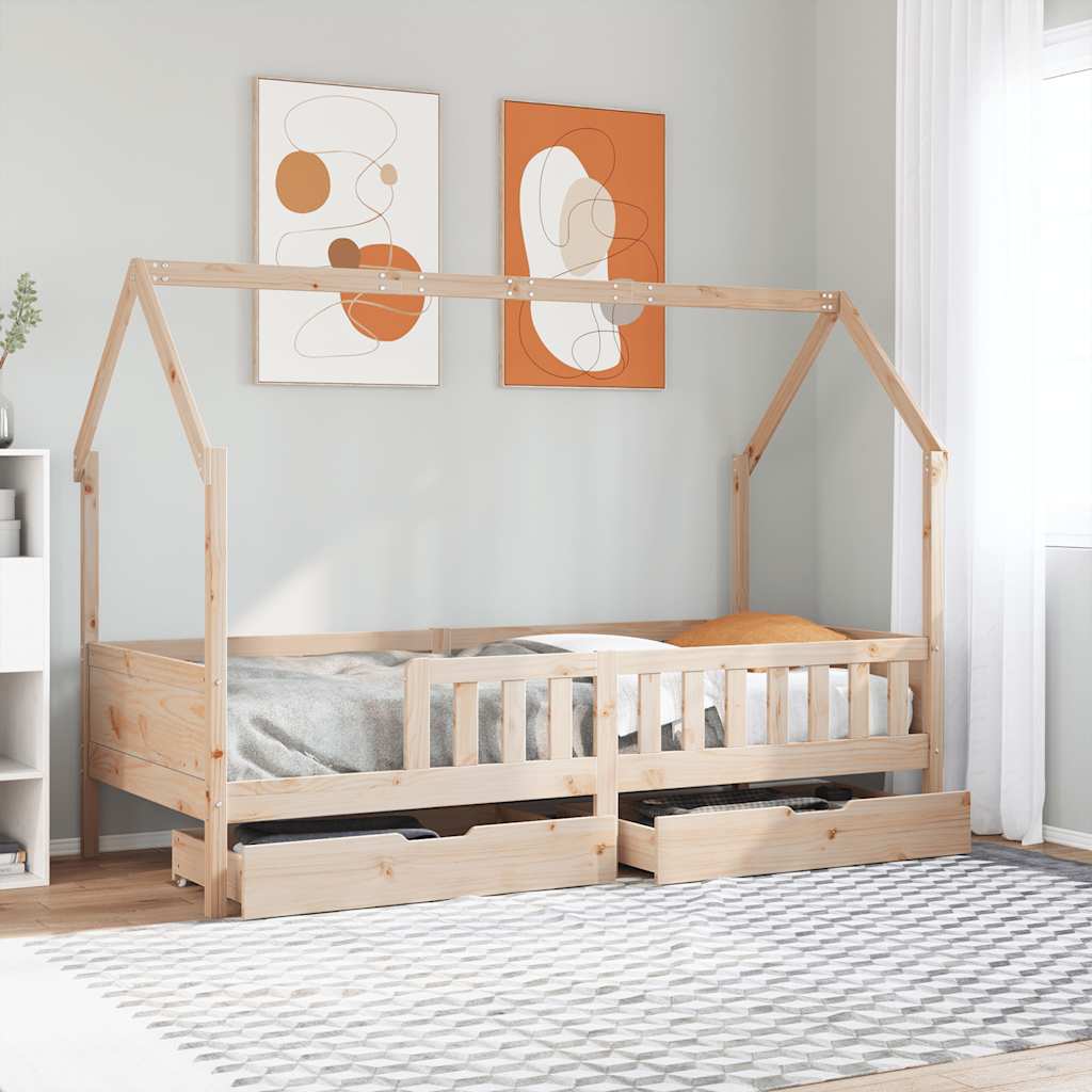 Cadre De Lit Enfant Avec Tiroirs Sans Matelas 80X170 Cm Bois