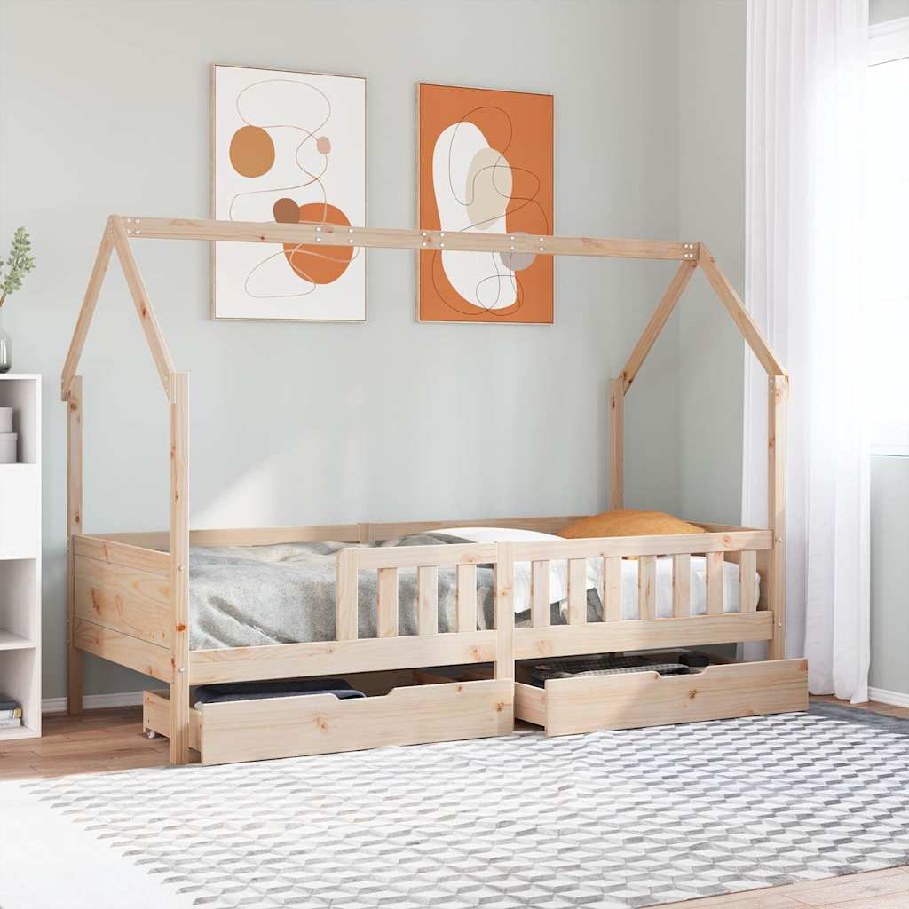 Cadre De Lit Enfant Avec Tiroirs Sans Matelas 80X170 Cm Bois