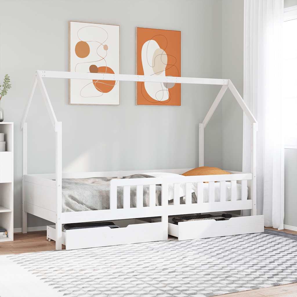 Cadre De Lit Enfant Avec Tiroirs Sans Matelas 80X170 Cm Bois