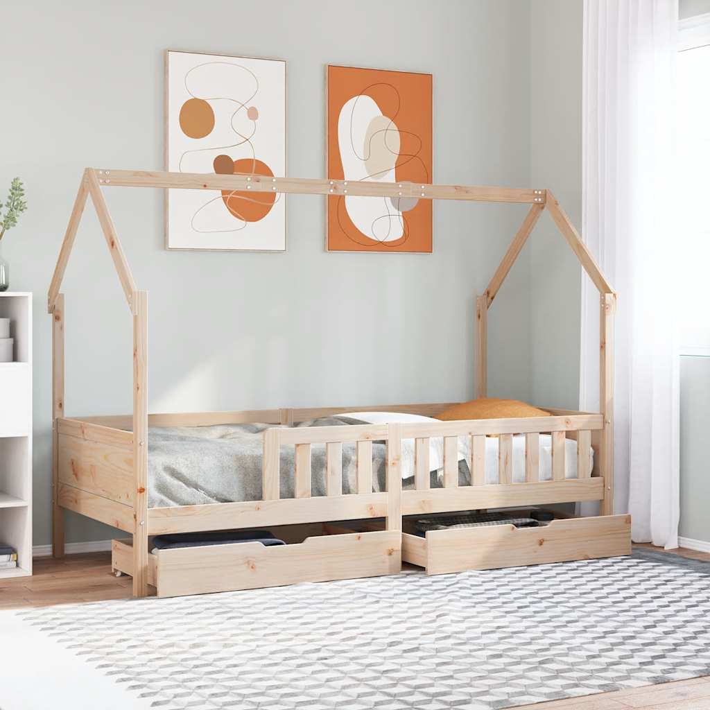 Cadre De Lit Enfant Avec Tiroirs Sans Matelas 80X170 Cm Bois
