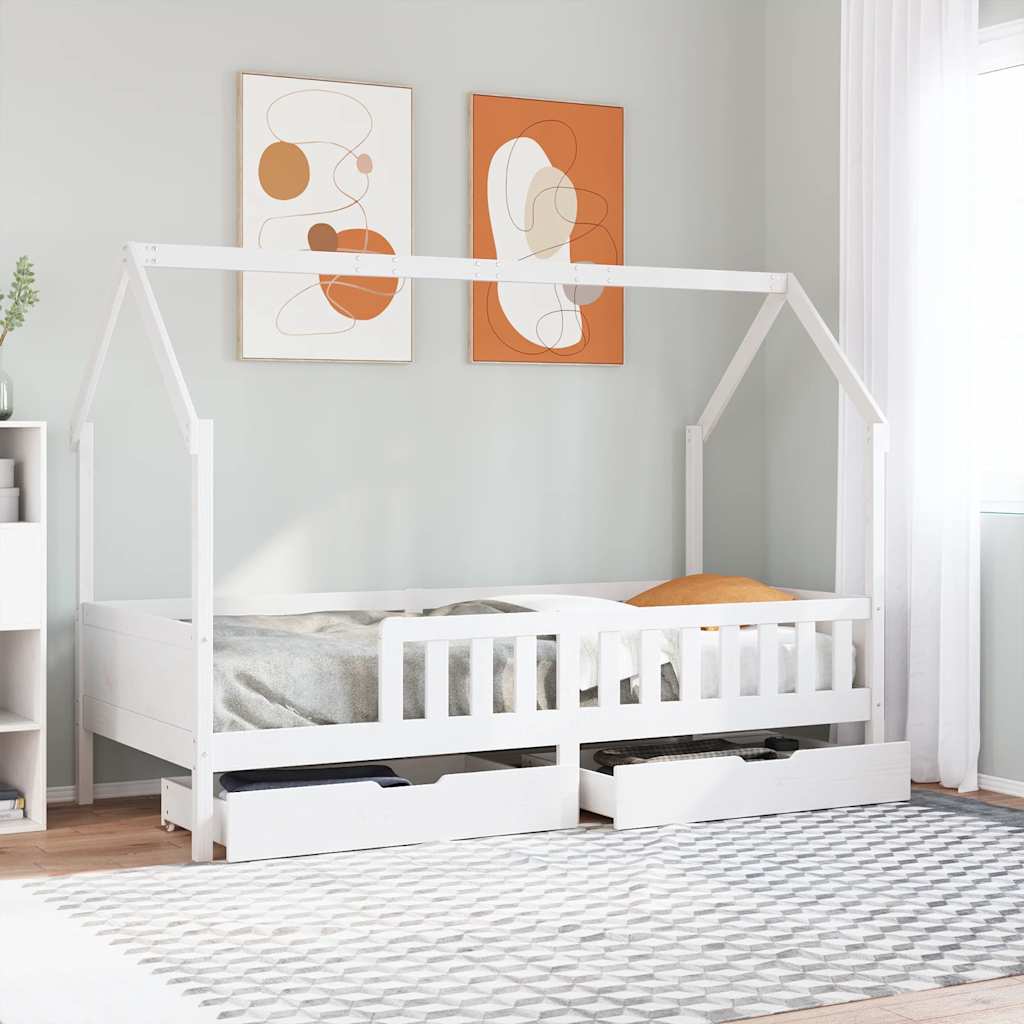 Cadre De Lit Enfant Avec Tiroirs Sans Matelas 80X170 Cm Bois