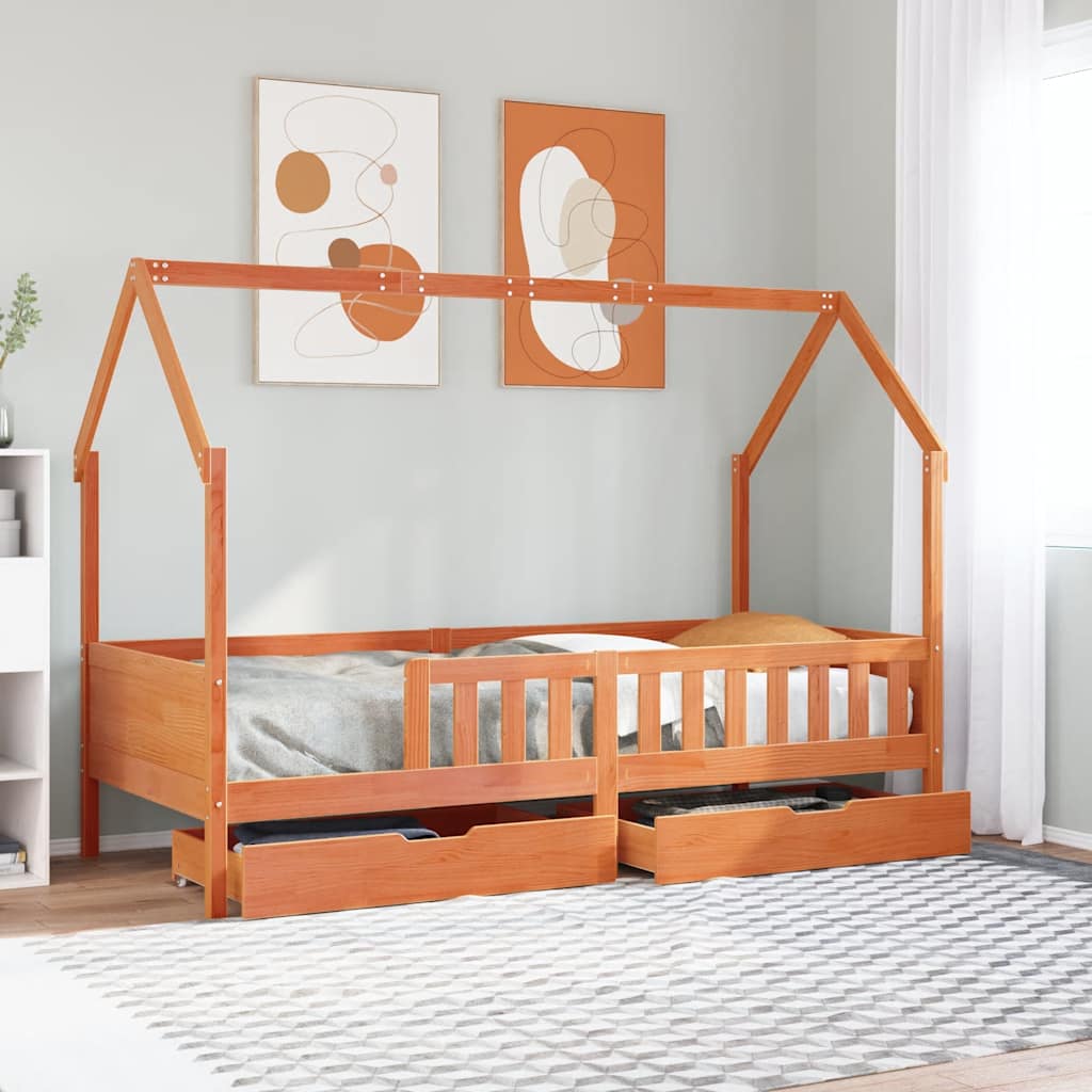 Cadre De Lit Enfant Avec Tiroirs Sans Matelas 80X170 Cm Bois