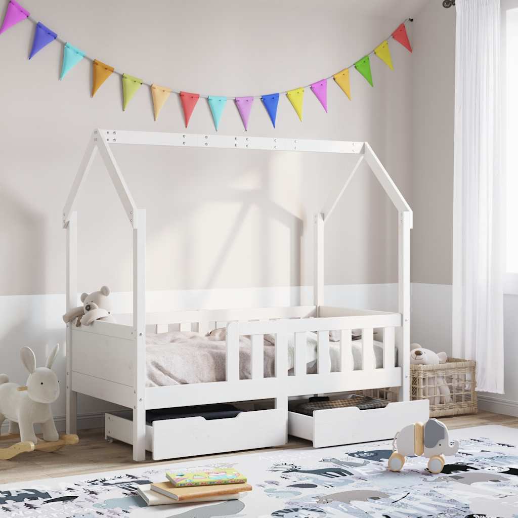 Cadre De Lit Enfant Avec Tiroirs Sans Matelas 80X170 Cm Bois