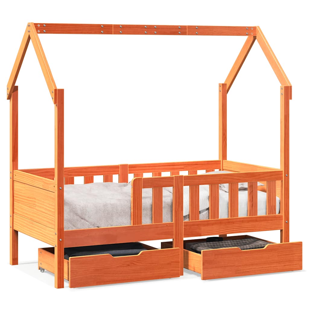 Cadre De Lit Enfant Avec Tiroirs Sans Matelas 80X170 Cm Bois