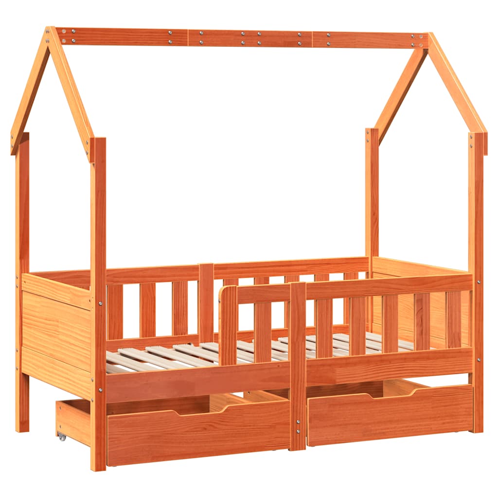 Cadre De Lit Enfant Avec Tiroirs Sans Matelas 80X170 Cm Bois