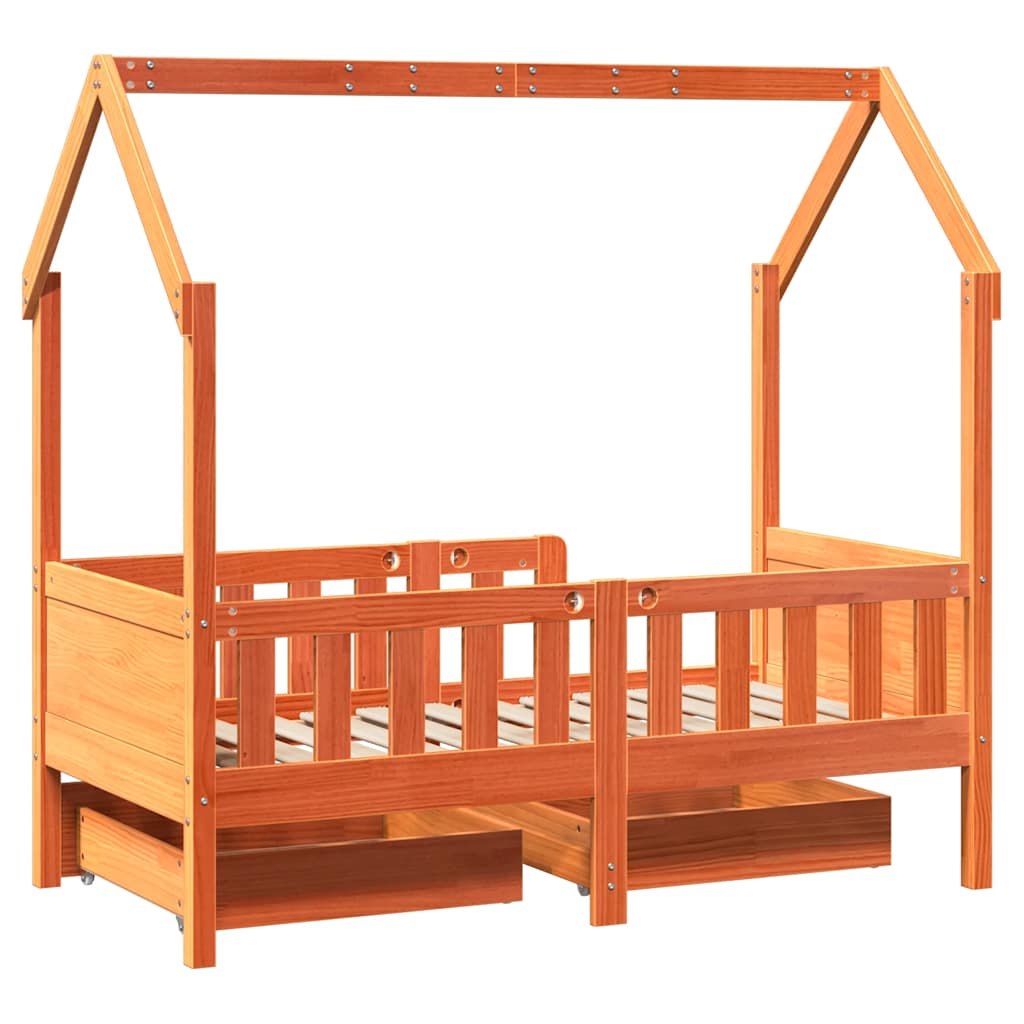 Cadre De Lit Enfant Avec Tiroirs Sans Matelas 80X170 Cm Bois