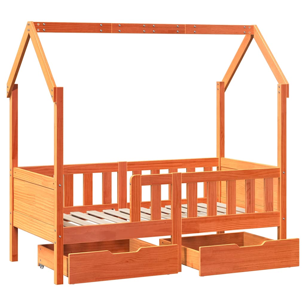 Cadre De Lit Enfant Avec Tiroirs Sans Matelas 80X170 Cm Bois