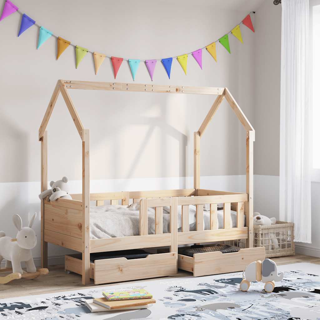 Cadre De Lit Enfant Avec Tiroirs Sans Matelas 80X170 Cm Bois
