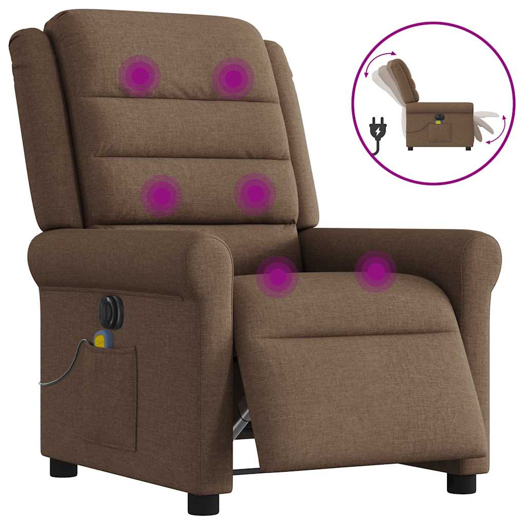 Fauteuil Inclinable De Massage Électrique Tissu Marron