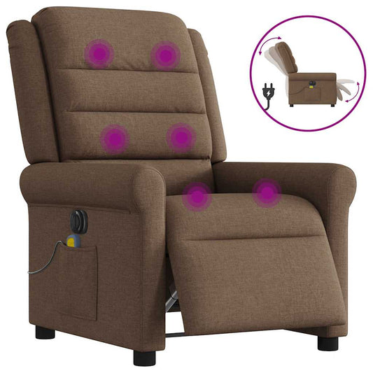 Fauteuil Inclinable De Massage Électrique Tissu Marron