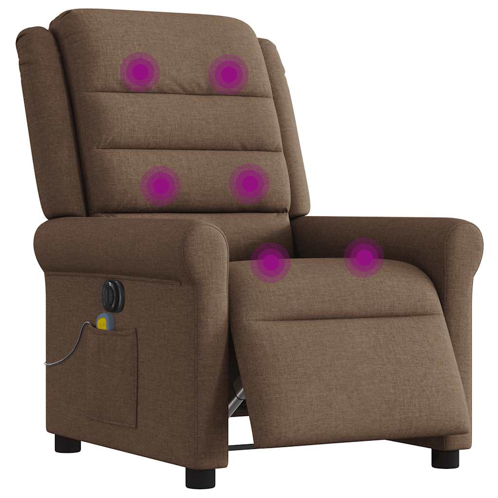 Fauteuil Inclinable De Massage Électrique Tissu Marron