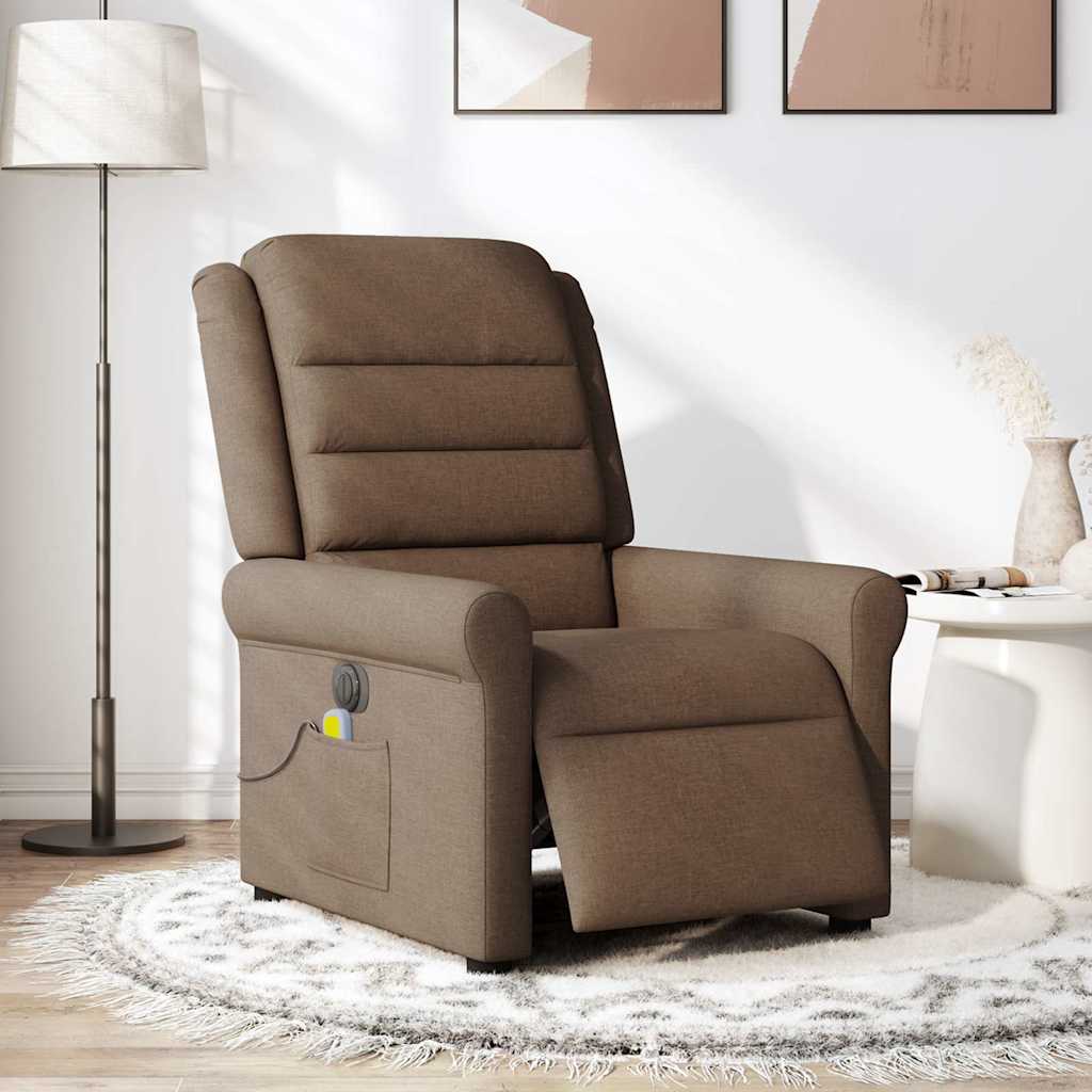 Fauteuil Inclinable De Massage Électrique Tissu Marron
