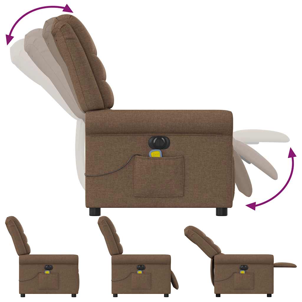 Fauteuil Inclinable De Massage Électrique Tissu Marron