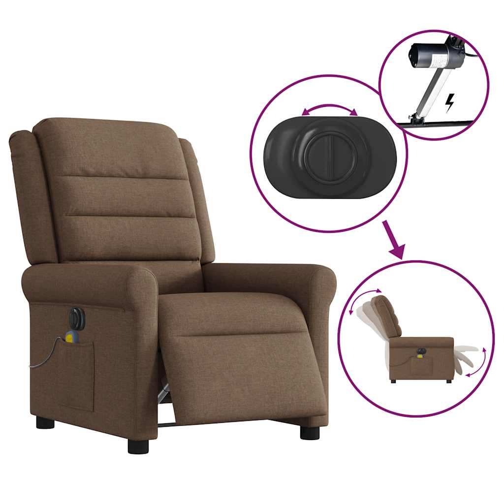 Fauteuil Inclinable De Massage Électrique Tissu Marron
