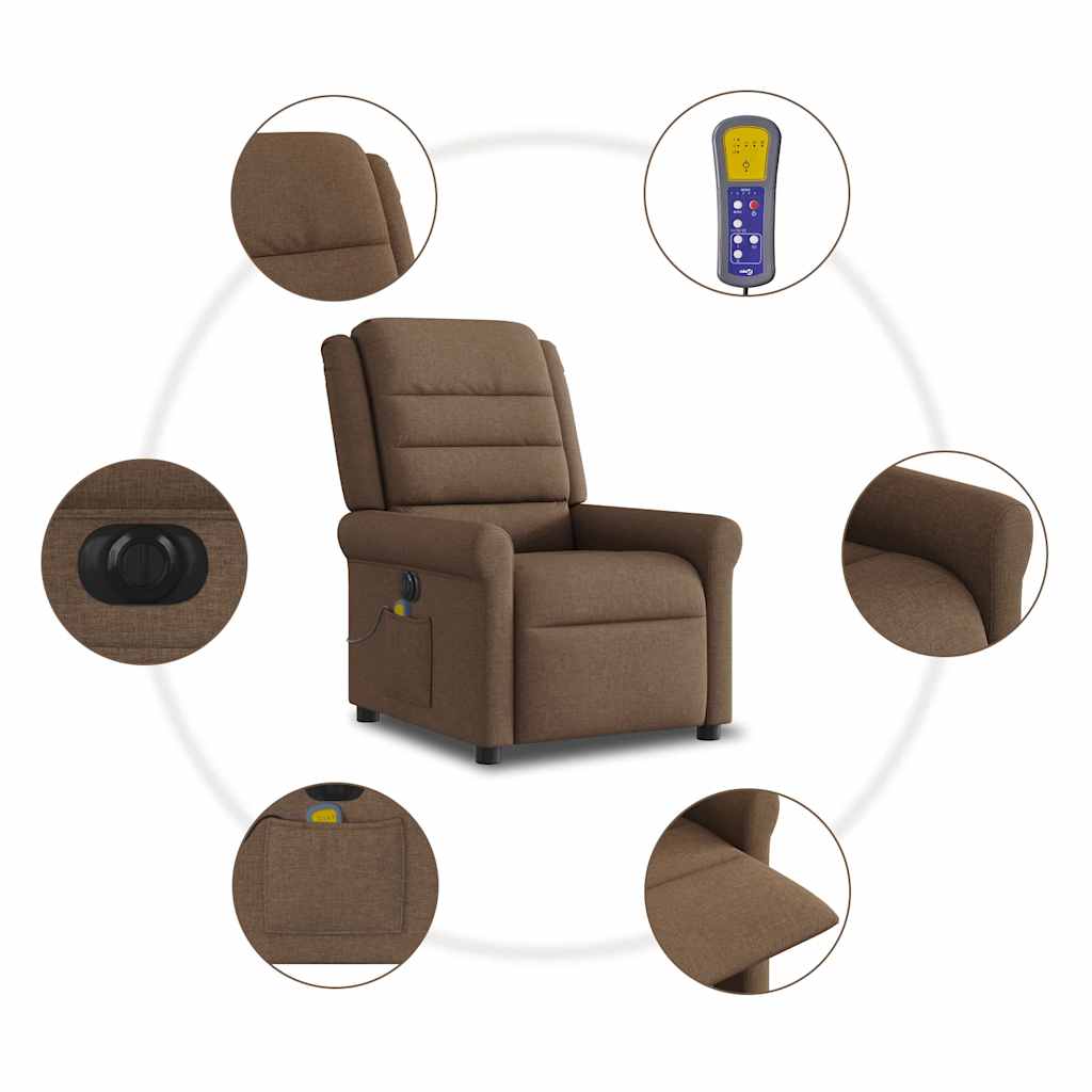Fauteuil Inclinable De Massage Électrique Tissu Marron