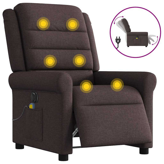Fauteuil De Massage Inclinable Électrique Tissu Marron Foncé