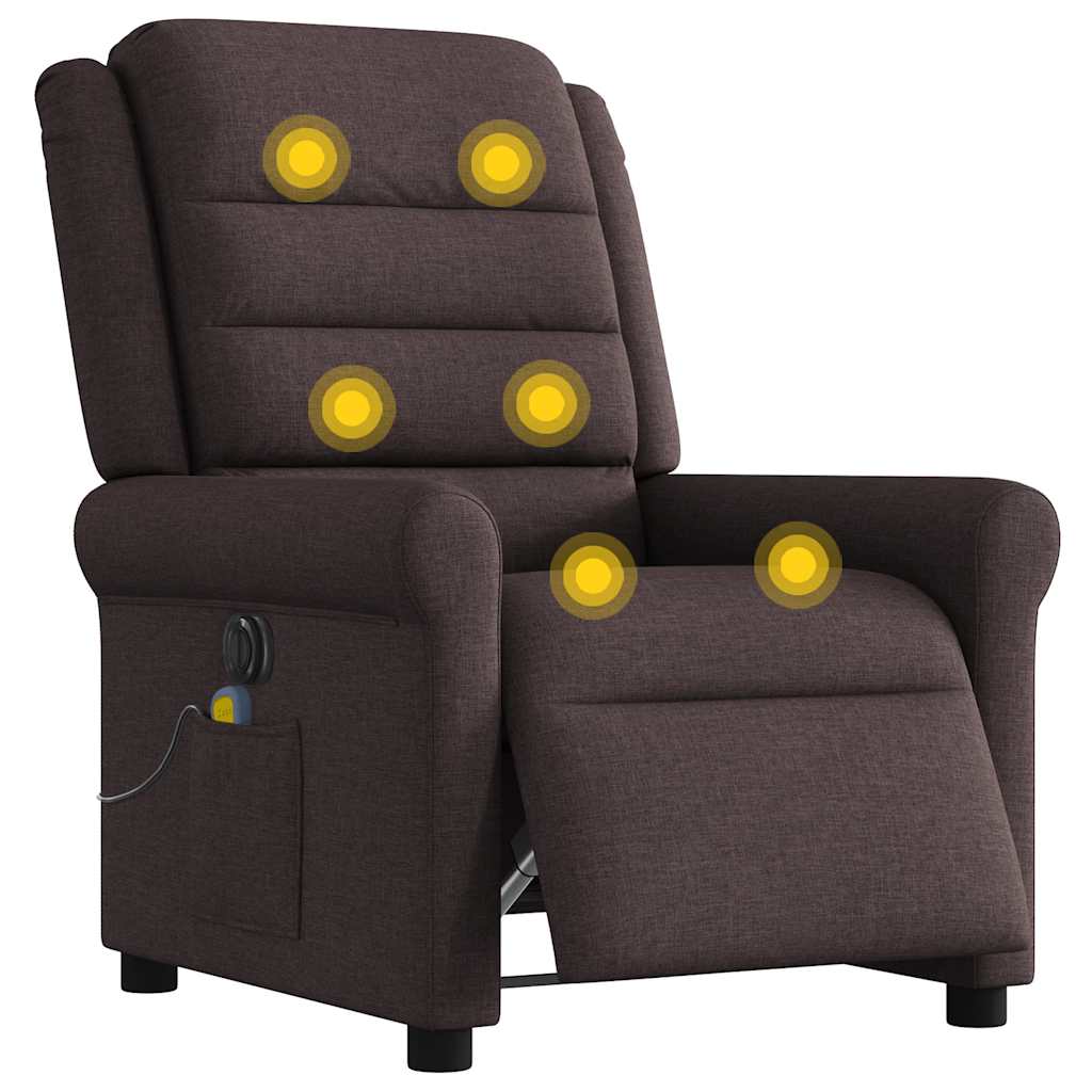 Fauteuil De Massage Inclinable Électrique Tissu Marron Foncé