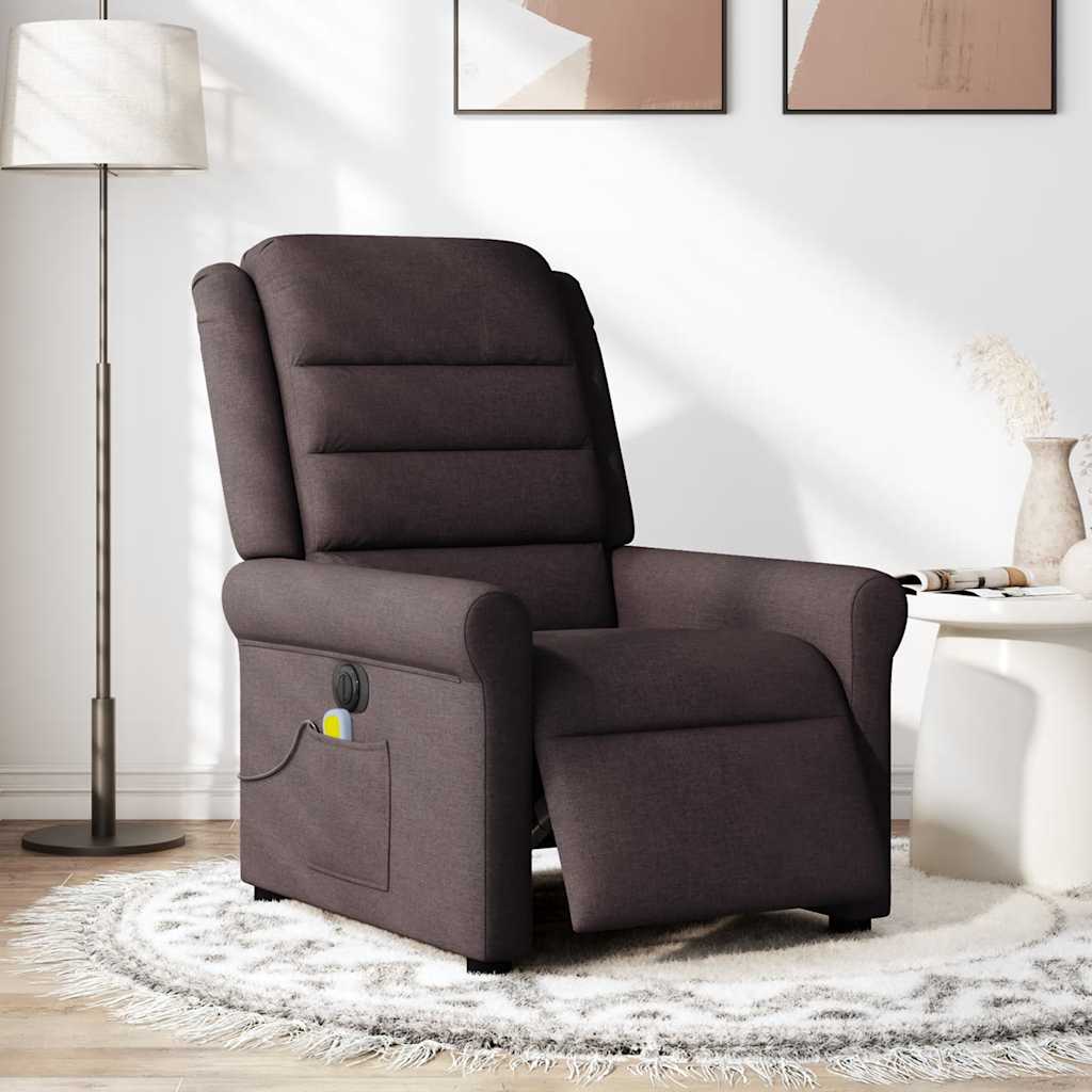 Fauteuil De Massage Inclinable Électrique Tissu Marron Foncé