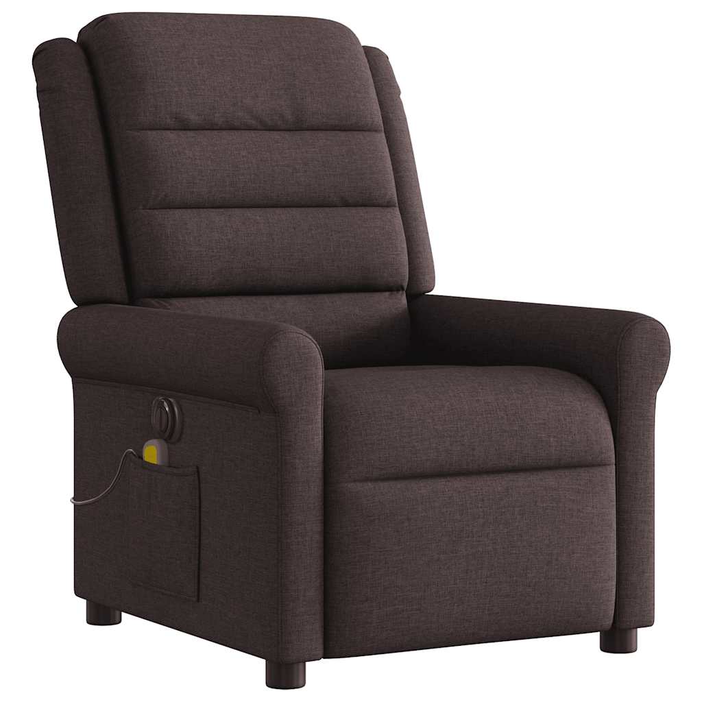 Fauteuil De Massage Inclinable Électrique Tissu Marron Foncé