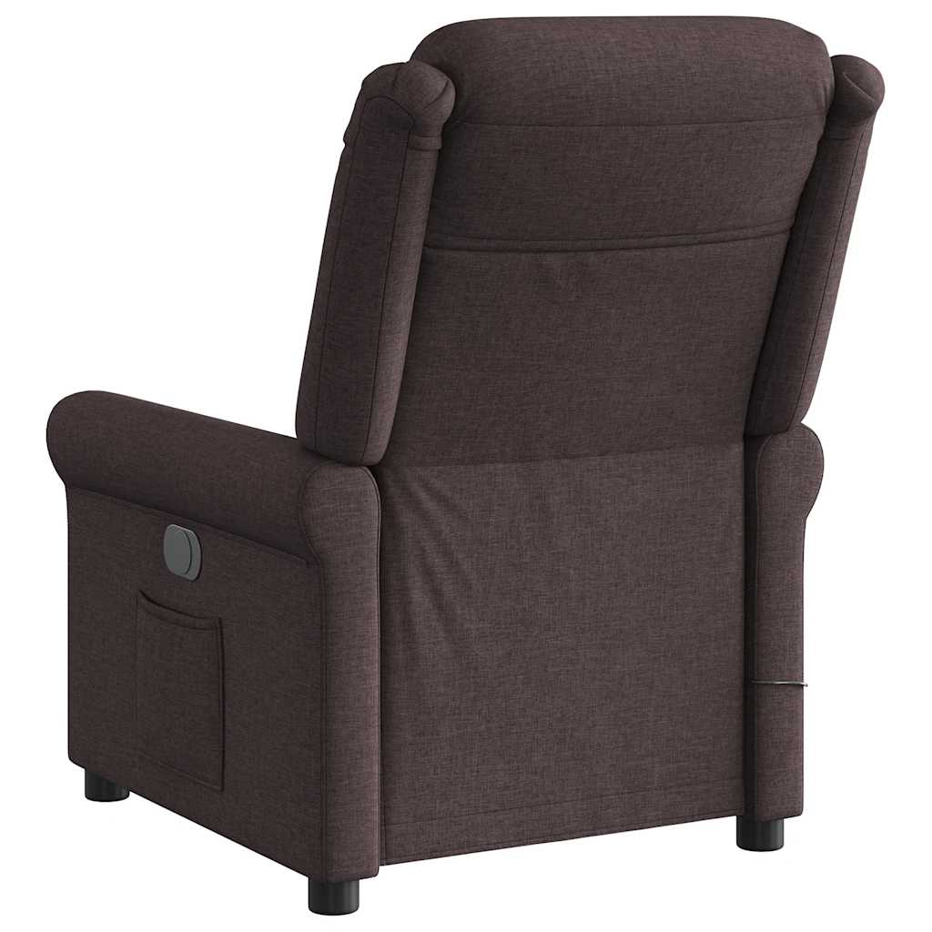 Fauteuil De Massage Inclinable Électrique Tissu Marron Foncé