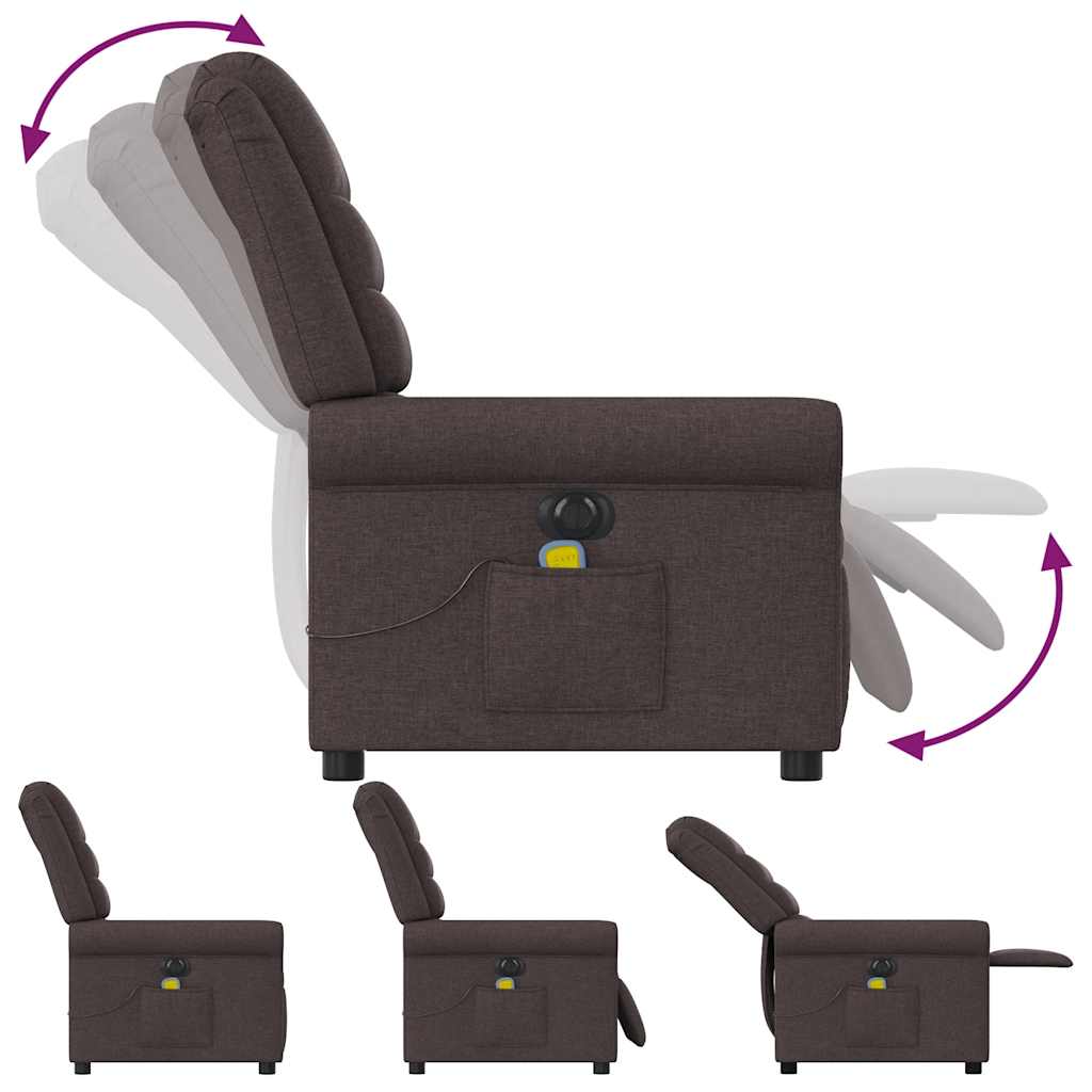 Fauteuil De Massage Inclinable Électrique Tissu Marron Foncé