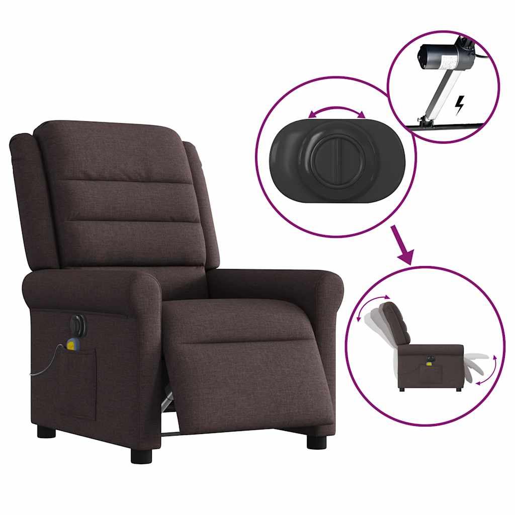 Fauteuil De Massage Inclinable Électrique Tissu Marron Foncé