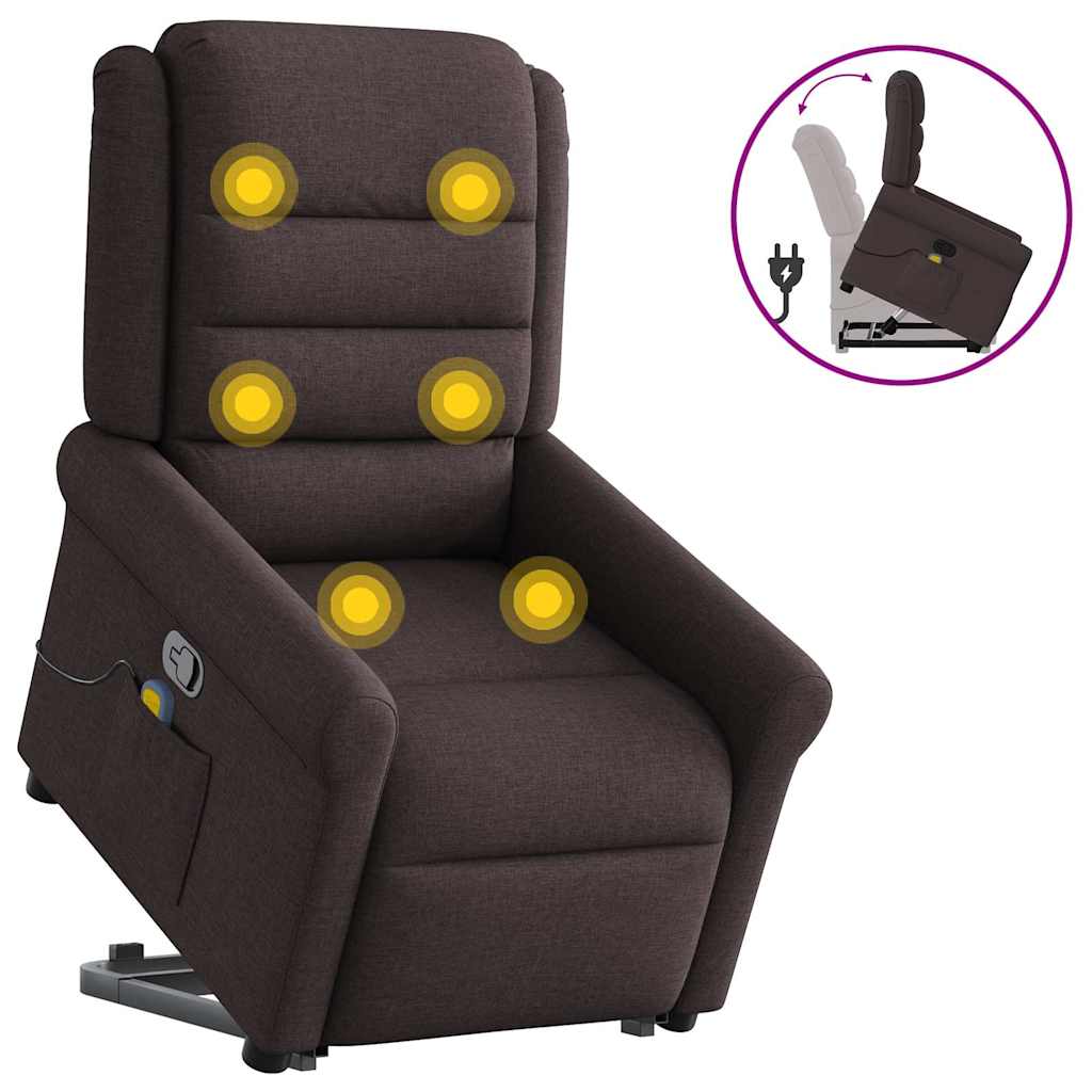 Fauteuil Inclinable De Massage Électrique Tissu Marron Foncé