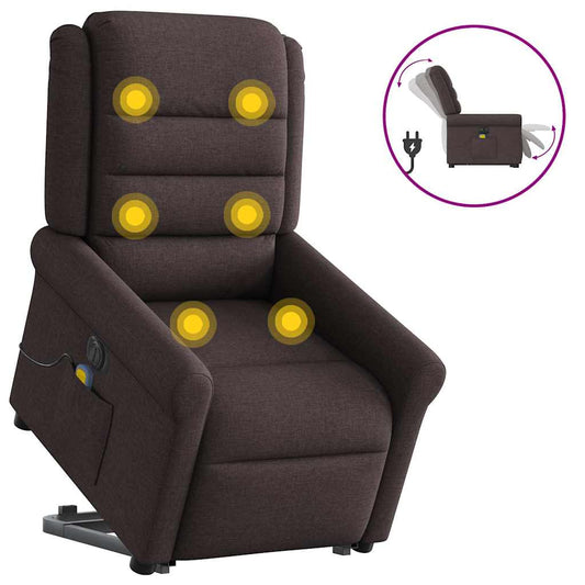 Fauteuil Inclinable De Massage Électrique Tissu Marron Foncé