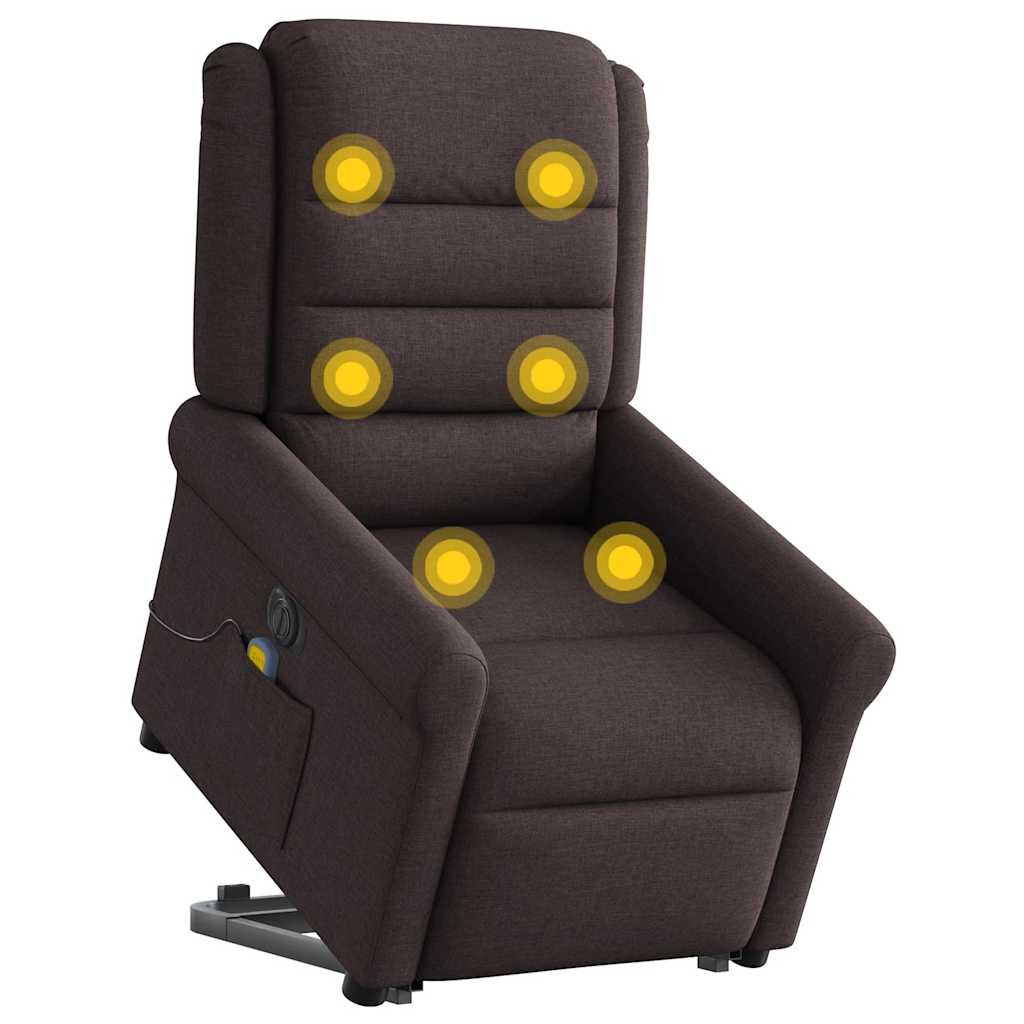 Fauteuil Inclinable De Massage Électrique Tissu Marron Foncé